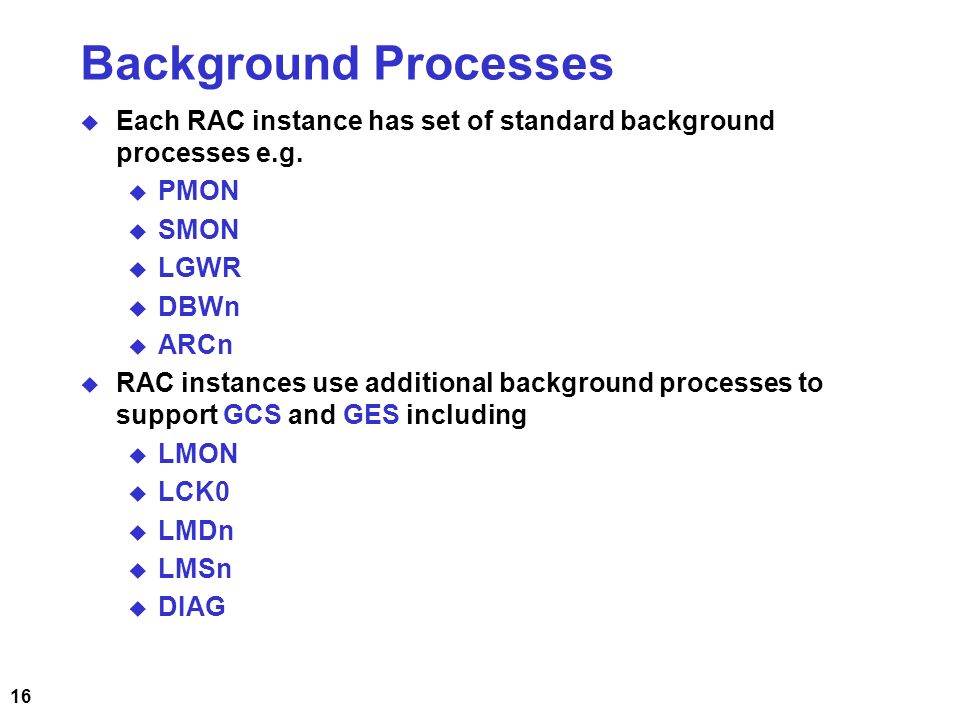 ORACLE OPTIONAL BACKGROUND PROCESSES