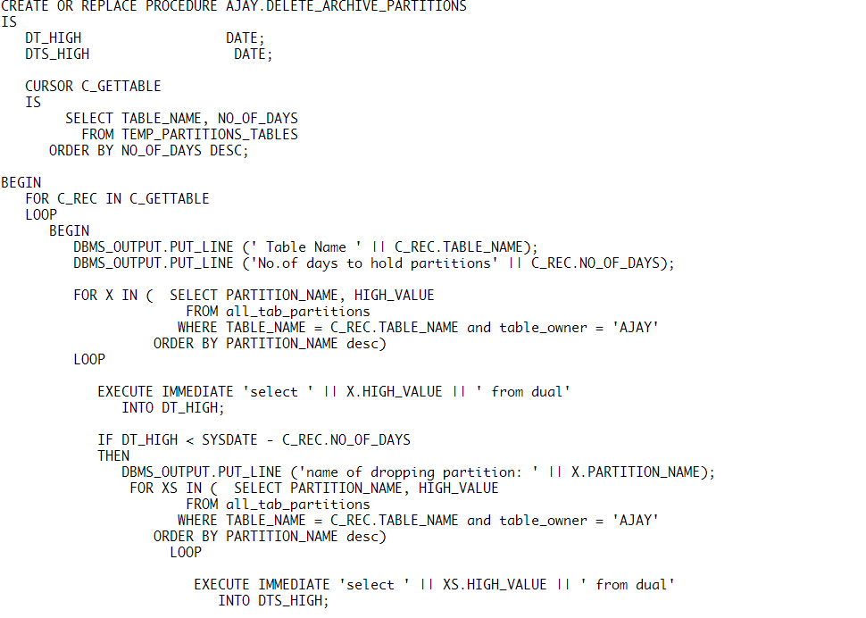 Protected: Automating drop partitions for set of Partition tables(Retention based on No OF DAYS)